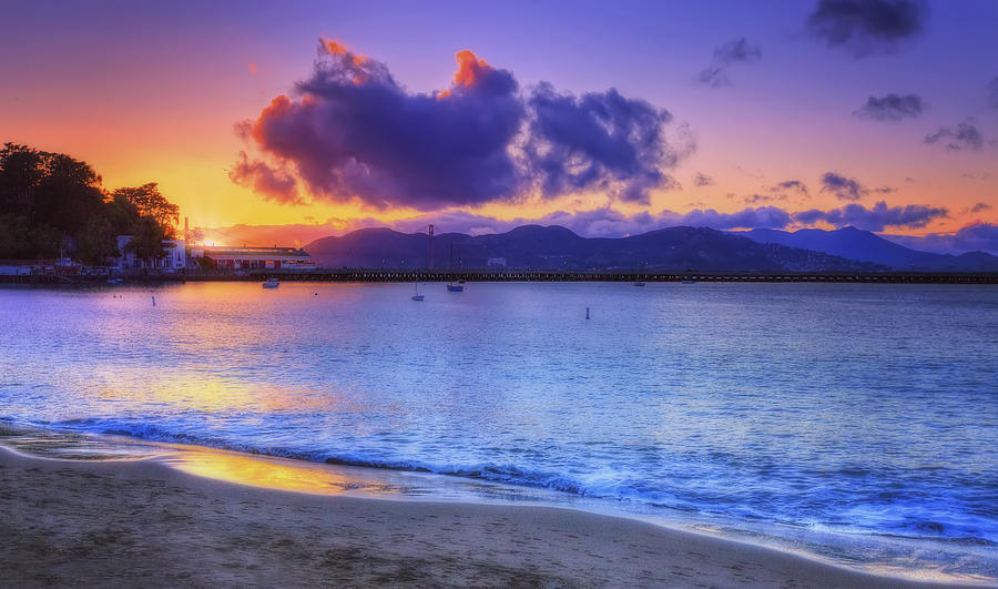 Sunset at Aquatic Park Cove - San Francisco California Photograph by Jennifer Rondinelli Reilly - Fine Art Photography