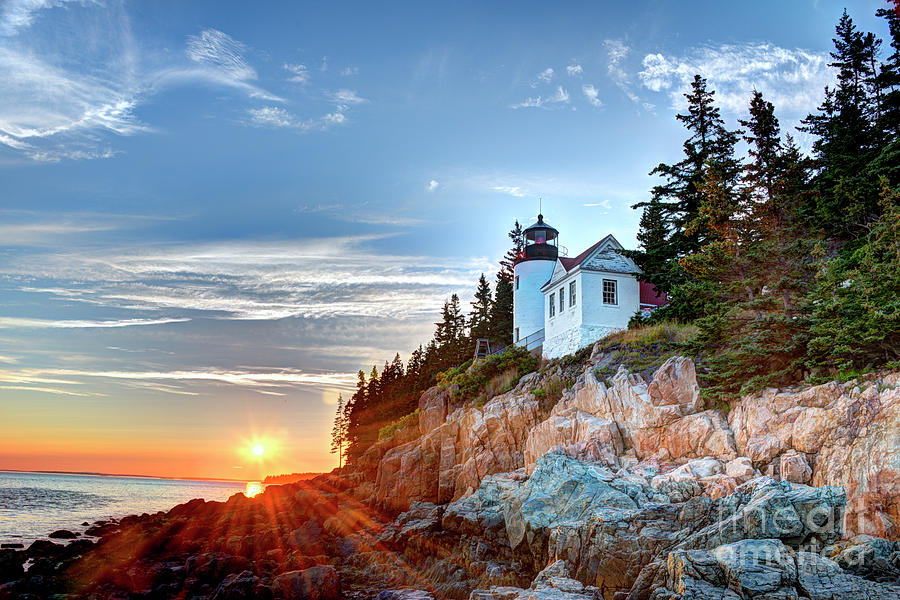 Sunset at Bass Harbor Light Photograph by Jean Hutchison