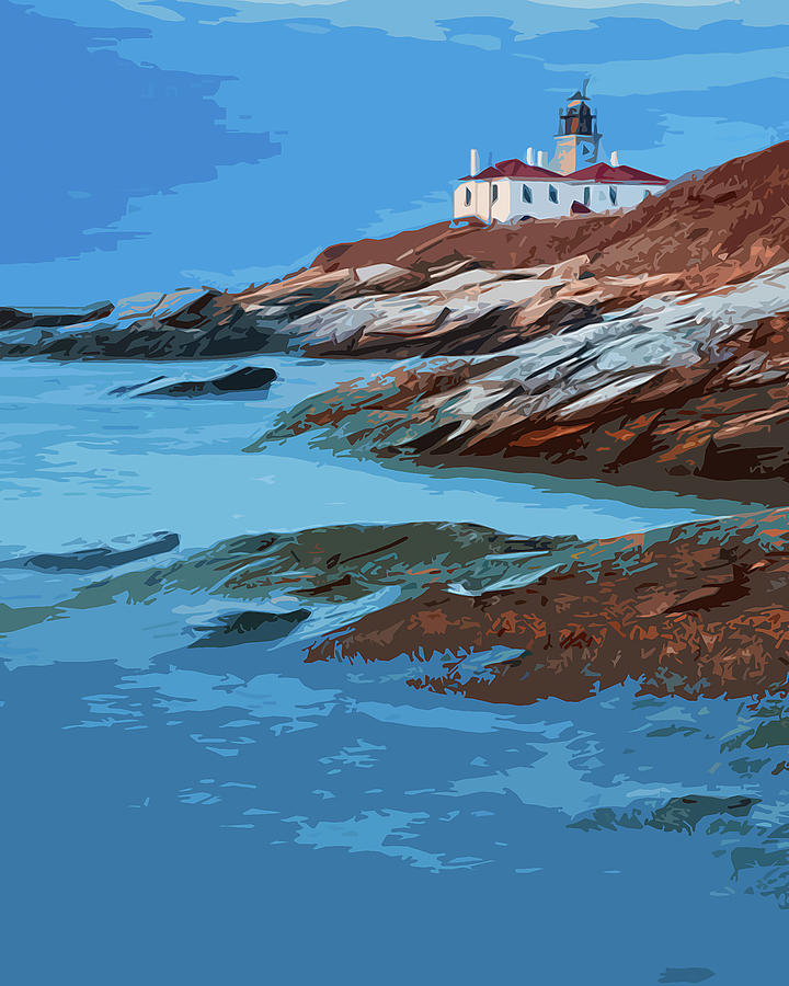 Sunset at Beavertail State Park in Jamestown, Rhode Island Painting by AM FineArtPrints