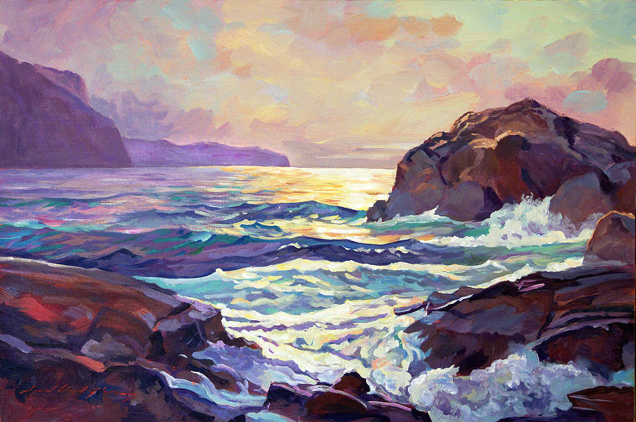 Sunset At Big Sur Painting by David Lloyd Glover