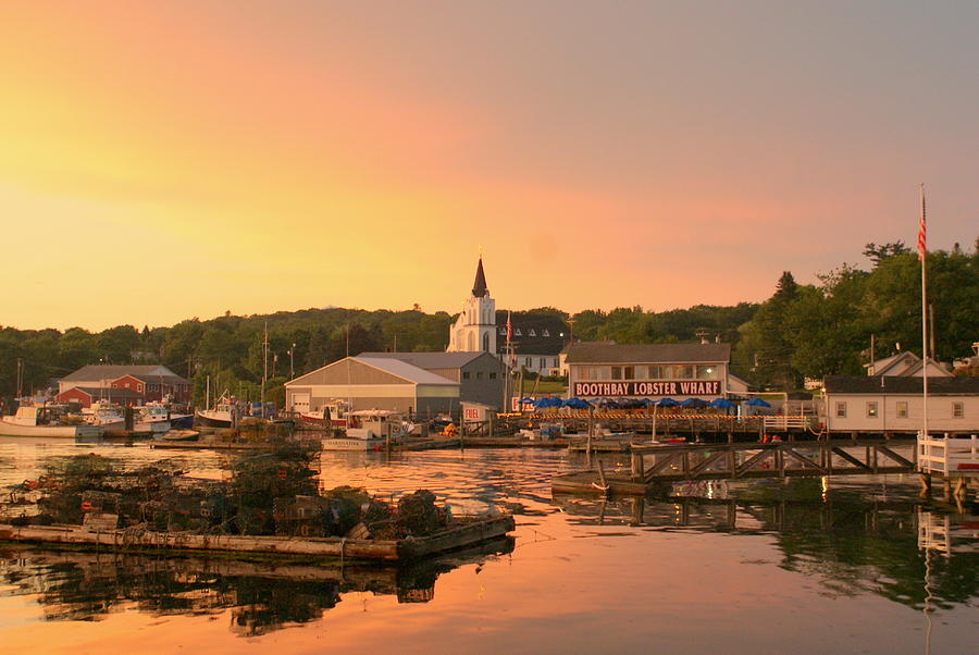 Sunset at Boothbay Harbor Photograph by Lois Lepisto
