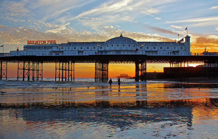 Sunset Photograph -  Britains Brighton Pier at Sunset by Venetia Featherstone-Witty