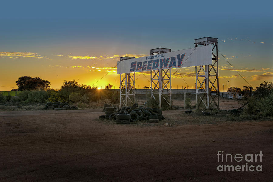 Sunset at Broken Hill Speedway Photograph by Stuart Row