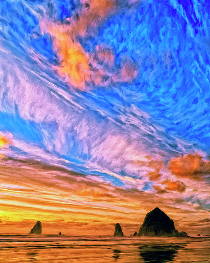 Sunset at Cannon Beach Painting by Dominic Piperata