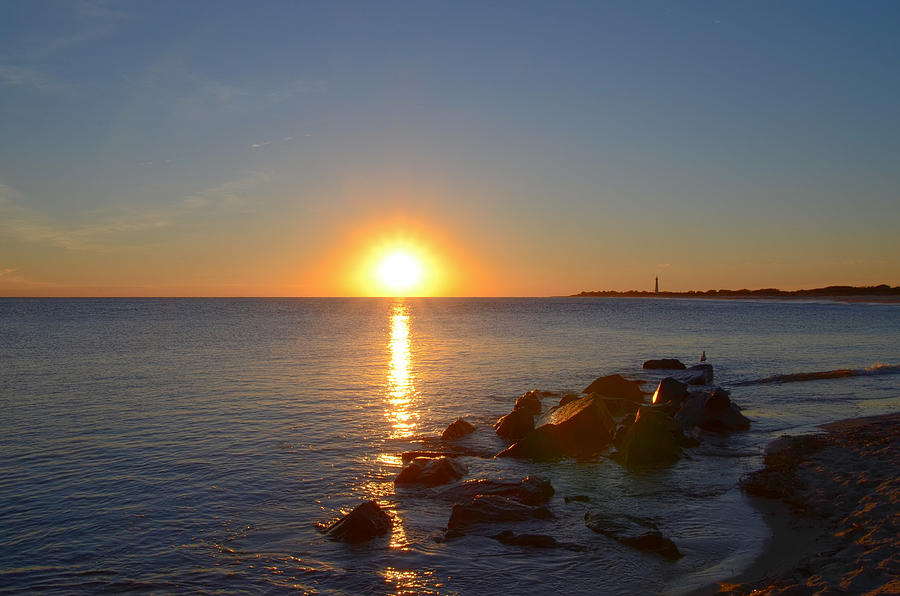 Sunset At Cape May Beach Photograph By Bill Cannon - Fine Art America