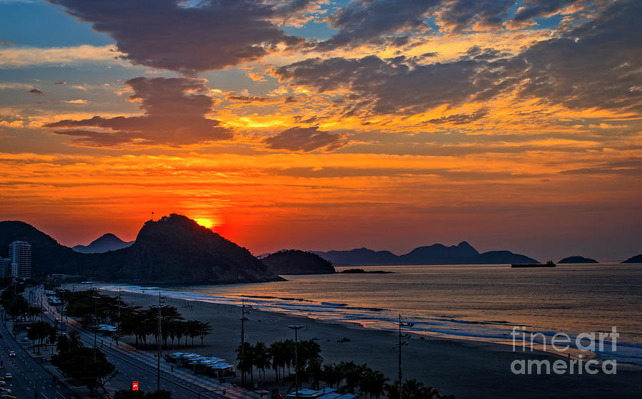 Sunset at Copacabana Digital Art by Pravine Chester