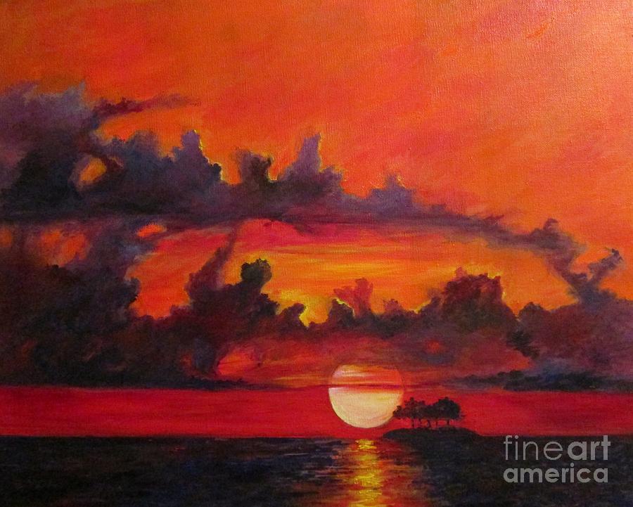 Sunset at Crystal Beach Painting by Barbara Moak - Fine Art America