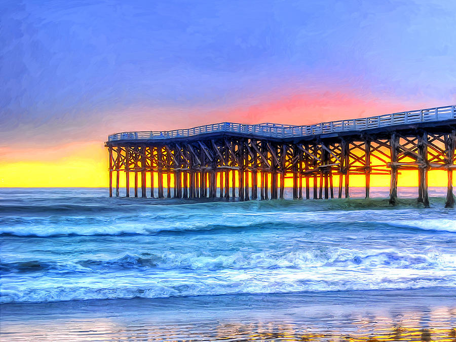 Sunset at Crystal Pier Painting by Dominic Piperata
