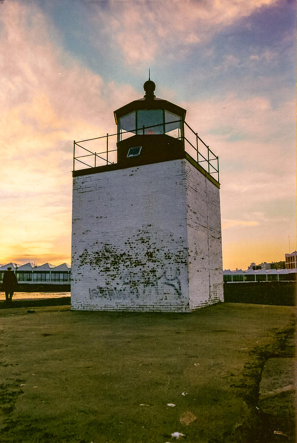Sunset at Derby Wharf Lighthouse in Salem Massachusetts Photograph by Brian MacLean