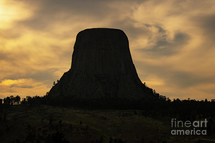 Sunset at Devils Tower Photograph by Bob Phillips