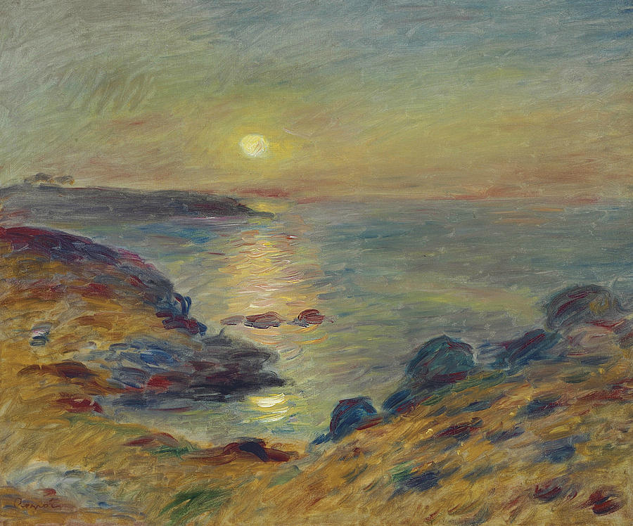 Sunset at Douarnenez Painting by Auguste Renoir