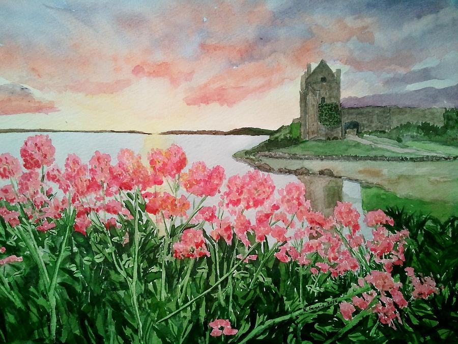 Sunset at Dunguaire Castle Painting by B Kathleen Fannin