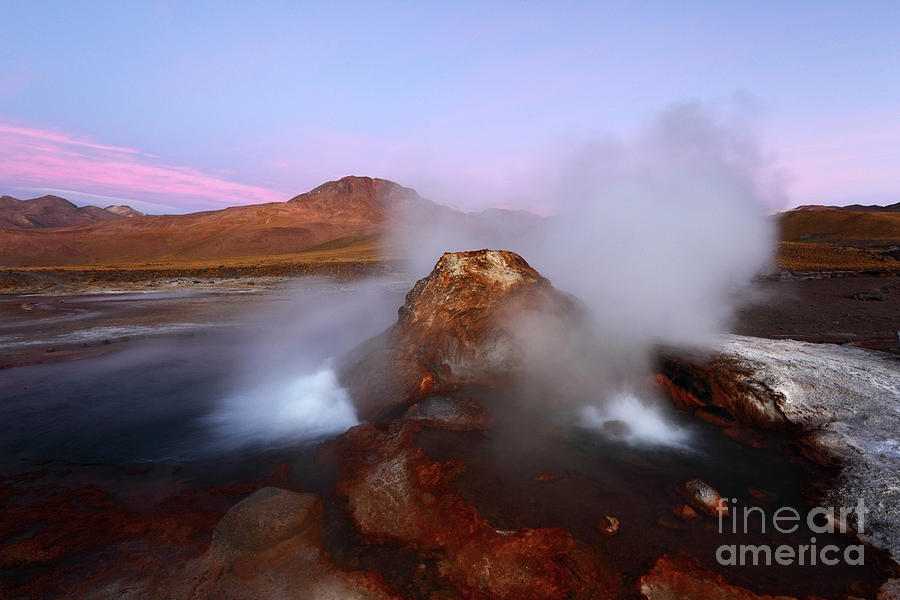 Sunset at El Tatio Geyser Field Chile Photograph by James Brunker