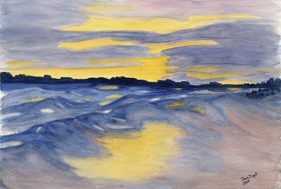 Sunset at Fripp Painting by Joan Zepf