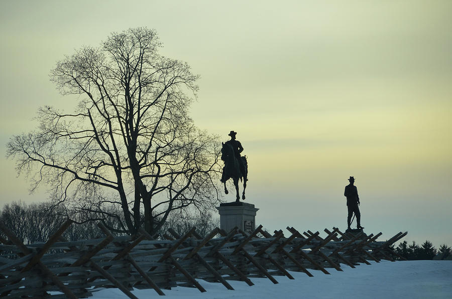 Sunset at Gettysburg in Winter Photograph by Bill Cannon