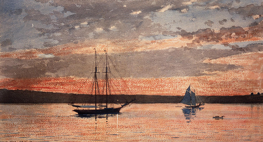 Sunset at Gloucester Painting by Winslow Homer
