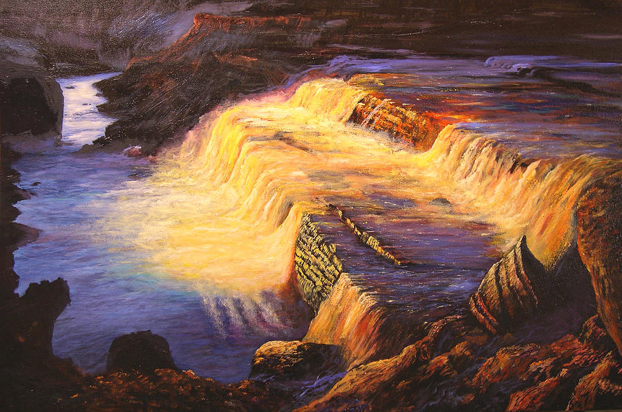 Sunset Painting - Sunset at Grand Falls by Connie Tom