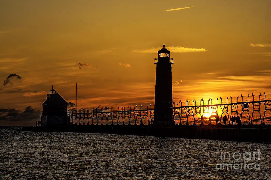 Sunset at Grand Haven Pier Photograph by Nick Zelinsky Jr