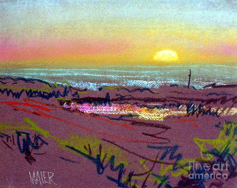 Sunset Drawing - Sunset at Half Moon Bay by Donald Maier