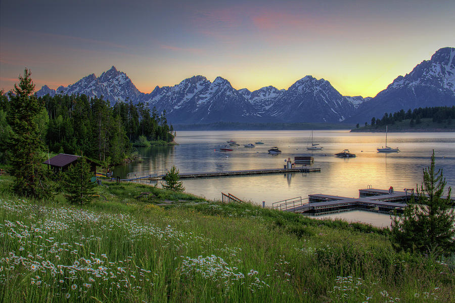 Sunset at Jackson Lake Photograph by Michelle Tinger