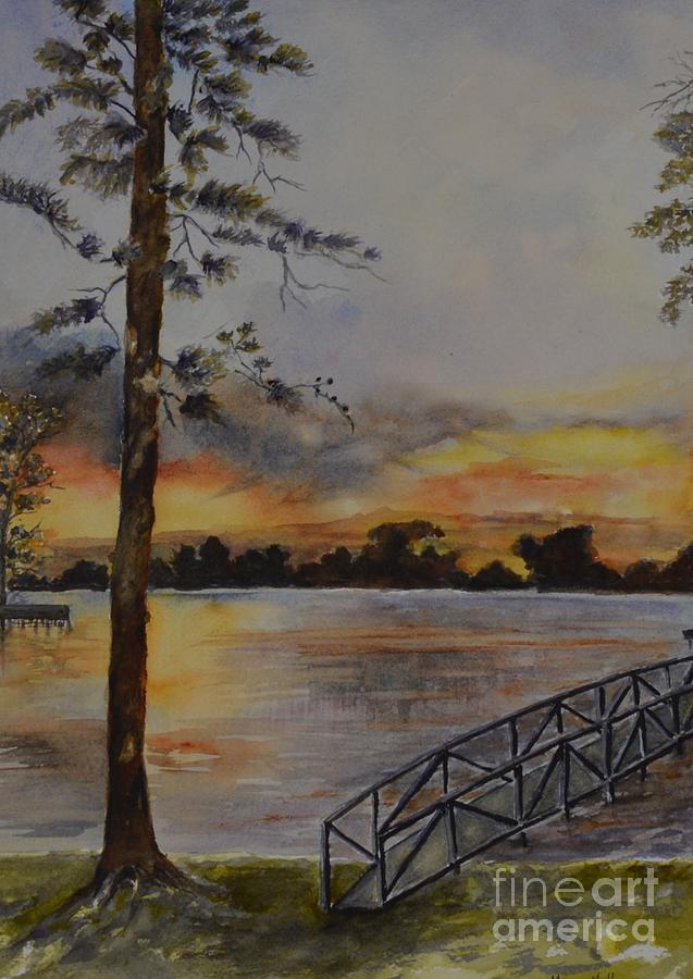 Sunset at Lake Murray Painting by Madie Horne