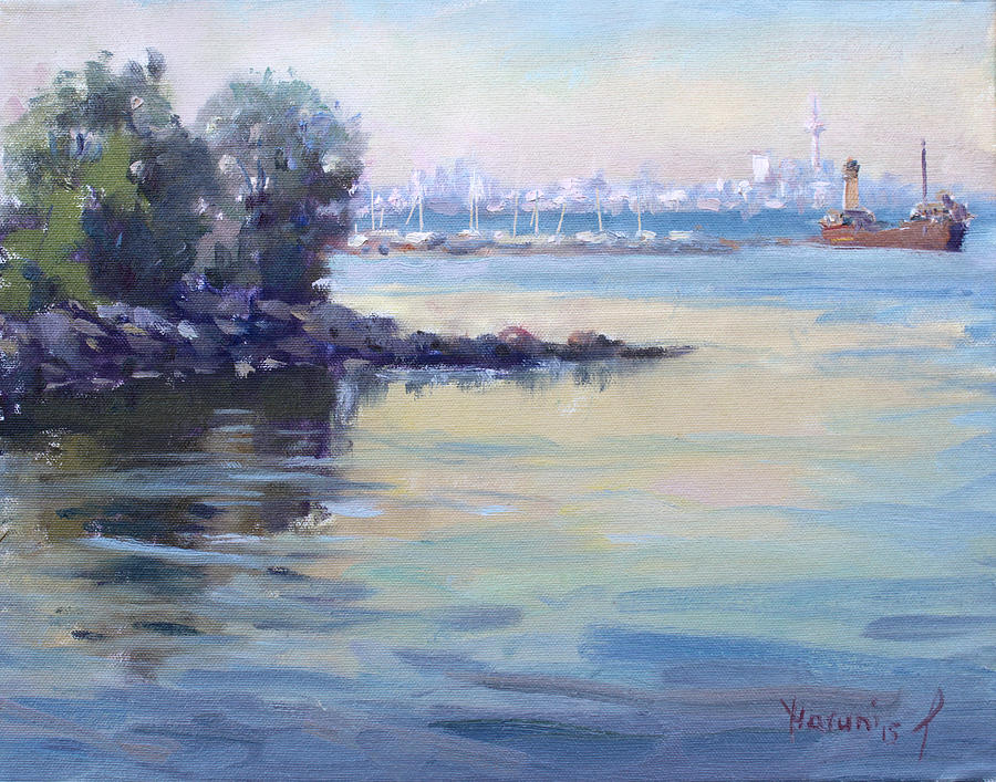 Sunset at Lake Ontario  Painting by Ylli Haruni