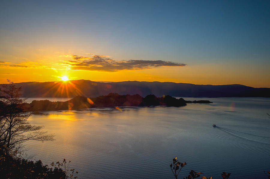 Sunset at Lake Towada Photograph by Hisao Mogi