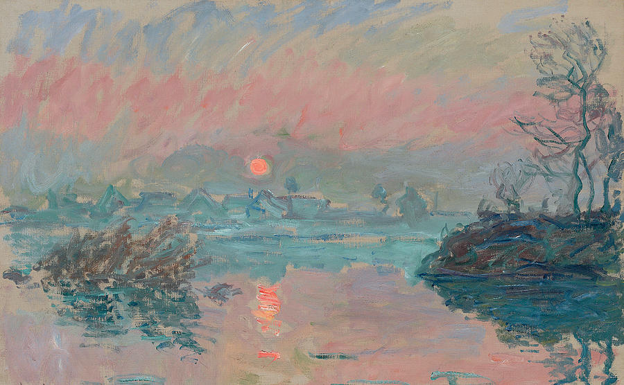 Sunset at Lavacourt Painting by Claude Monet