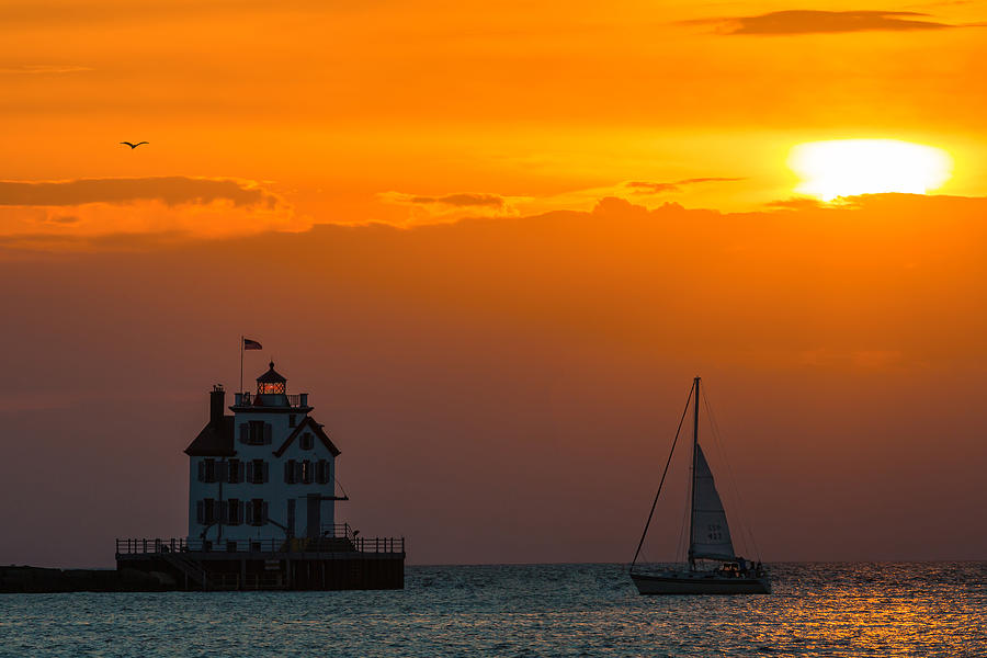 Sunset At Lorain Lighthouse Photograph by Dale Kincaid