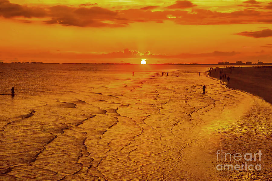 Sunset At Low Tide, Fort Myers Beach, Florida Photograph by Felix Lai