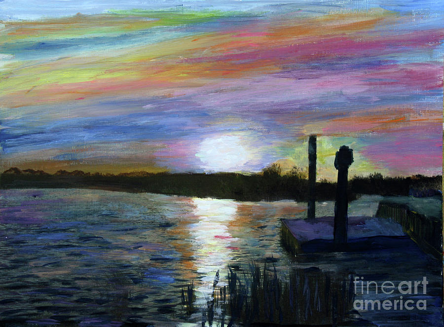 Sunset at Loxahatchee Painting by Donna Walsh