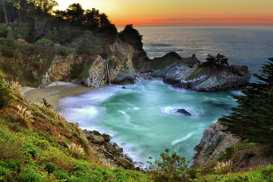 SUNSET AT McWAY FALLS Photograph by Surjanto Suradji - Fine Art America