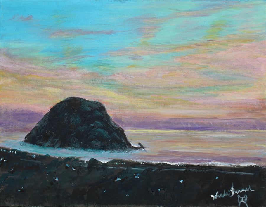 Sunset At Morro Rock Painting By Wanda Turner