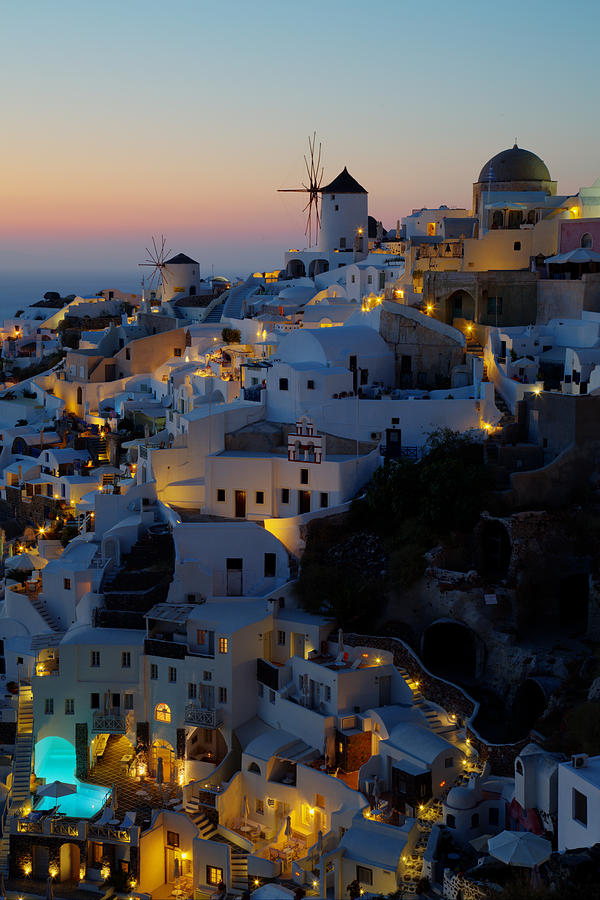 Sunset at Oia, Santorini, Greece Photograph by Rowan Castle - Fine Art ...