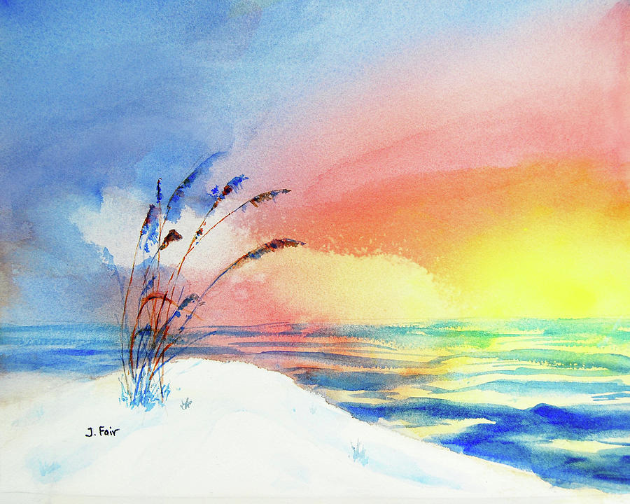 Sunset at Orange Beach Painting by Jerry Fair