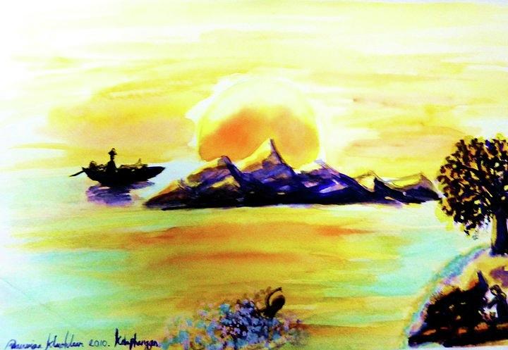 Sunset at Phangan Island Painting by Wanvisa Klawklean