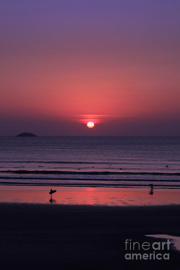 Sunset Photograph - Sunset at Polzeath by Carl Whitfield