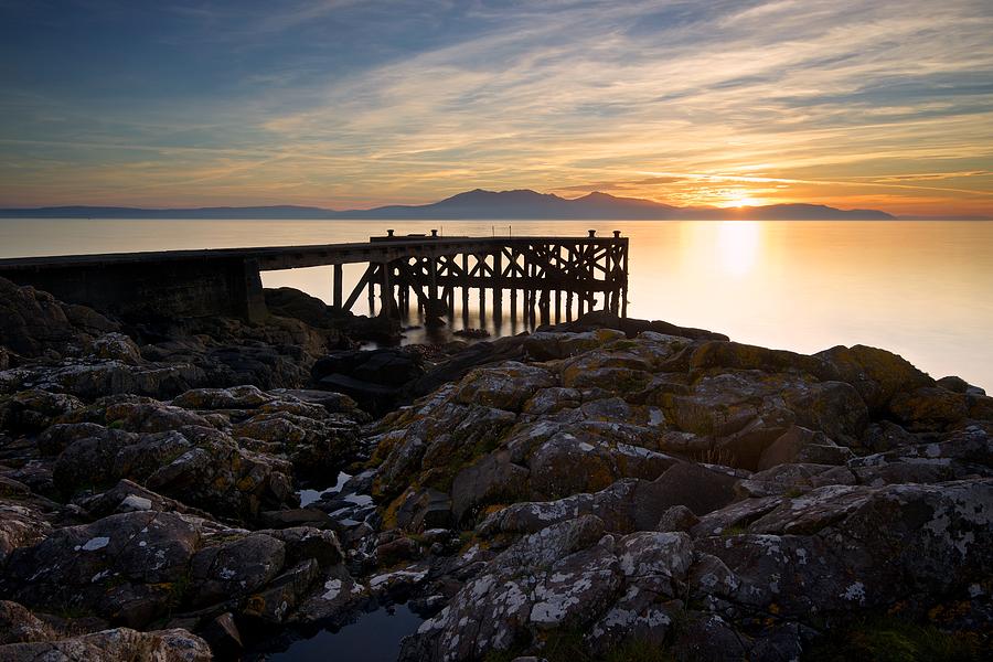 Sunset at Portencross pier Photograph by Stephen Taylor