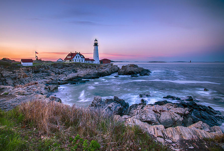 Sunset at Portland Head Light Photograph by Melissa Machonis - Fine Art ...