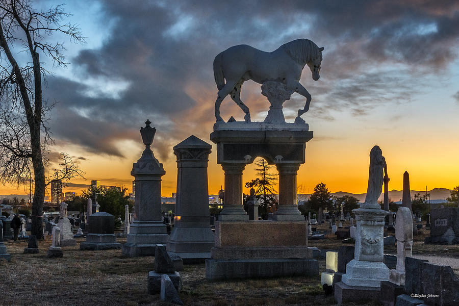 Sunset at Riverside Cemetery Photograph by Stephen Johnson