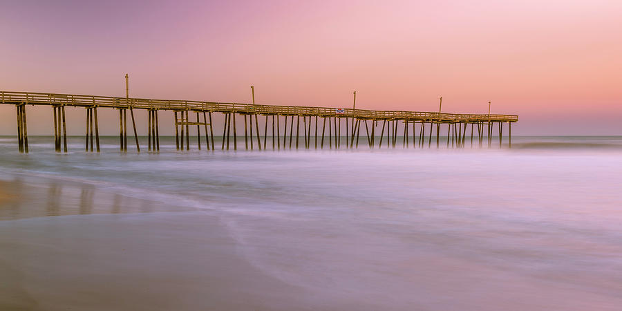 Sunset at Rodanthe Fishing Pier in OBX Panorama Photograph by Ranjay Mitra