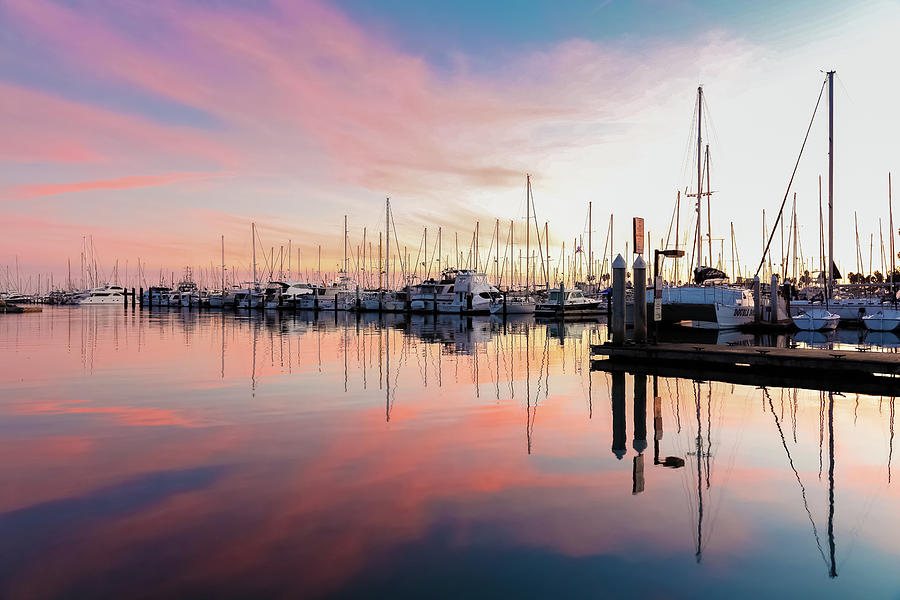 Sunset at Santa Barbara Marina Photograph by Kathleen McGinley