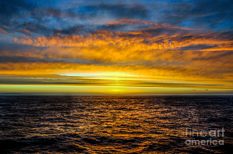 Sunset at Sea Pyrography by David Meznarich