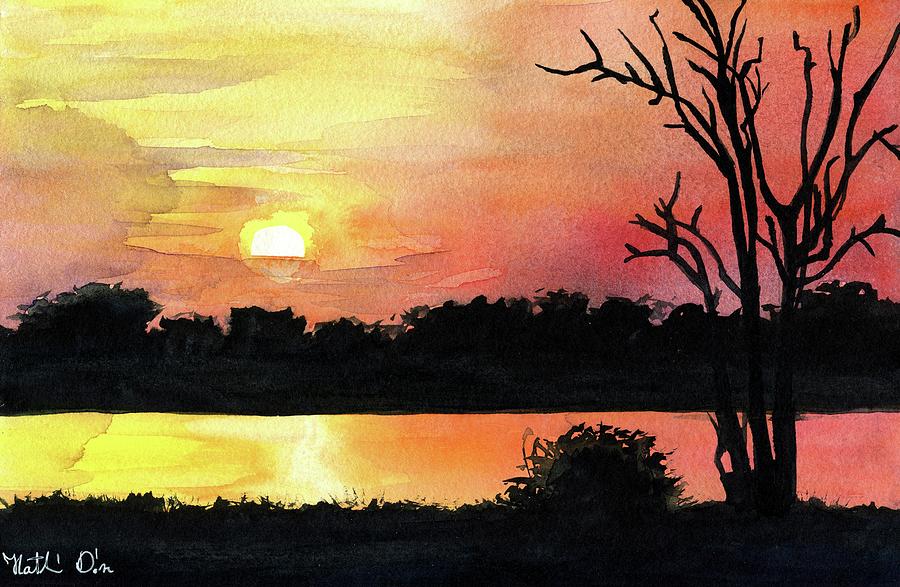 Sunset At Shire River in Malawi Painting by Dora Hathazi Mendes