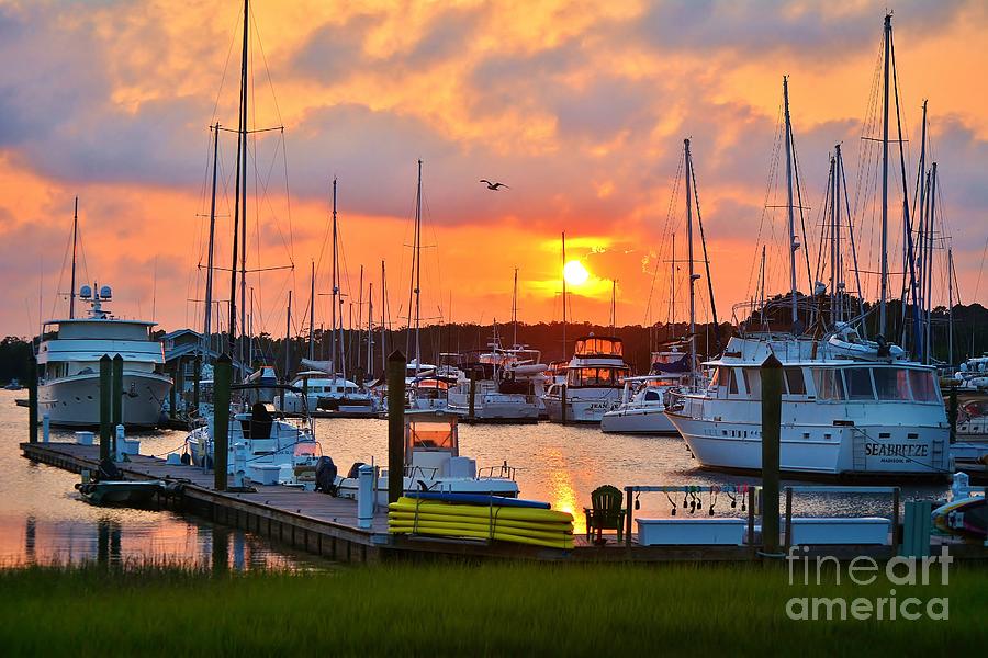 Sunset at Southport Marina 2 Photograph by Kelly Nowak