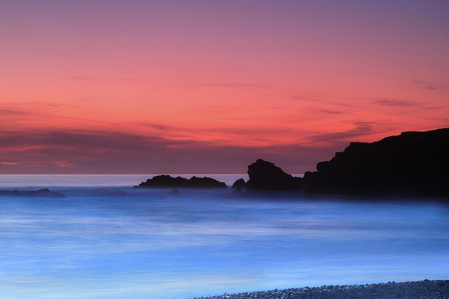 Sunset at Summerleaze Beach, Bude, Cornwall. Photograph by Maggie Mccall