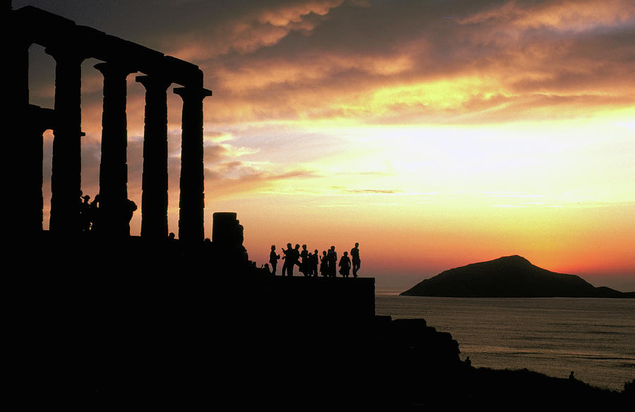 Sunset At Temple Of Poseidon In Greece Photograph