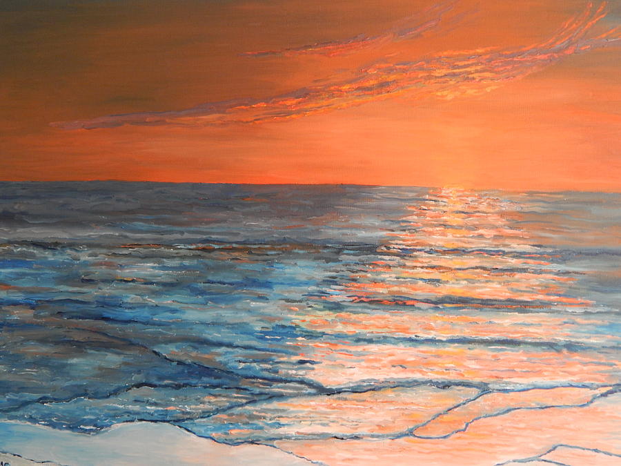 Sunset at the Beach Painting by Robert Schmidt | Fine Art America