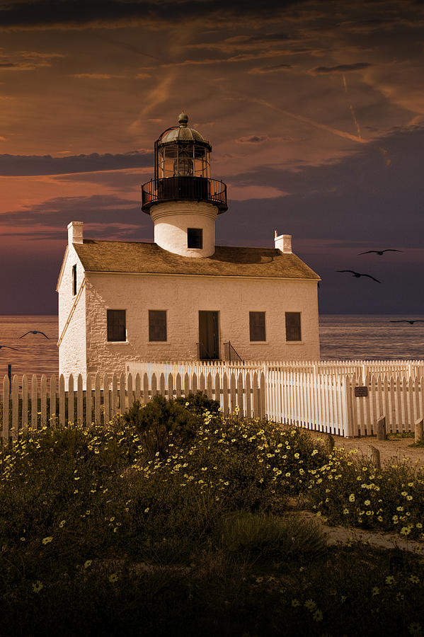 Sunset at the Cabrillo National Monument Lighthouse Photograph by Randall Nyhof