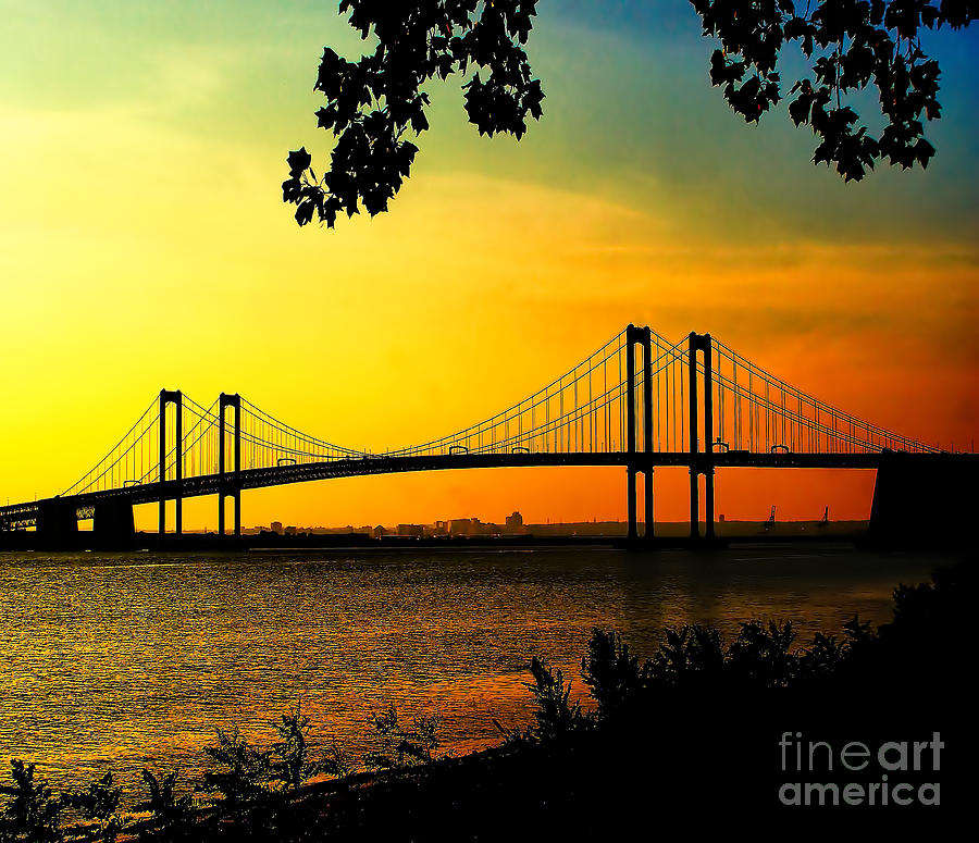 Sunset at the Delaware Memorial Bridge Photograph by Nick Zelinsky Jr